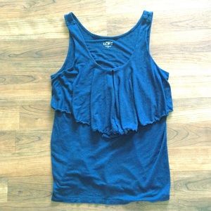 Loft navy blue tank shirt with ruffle detail